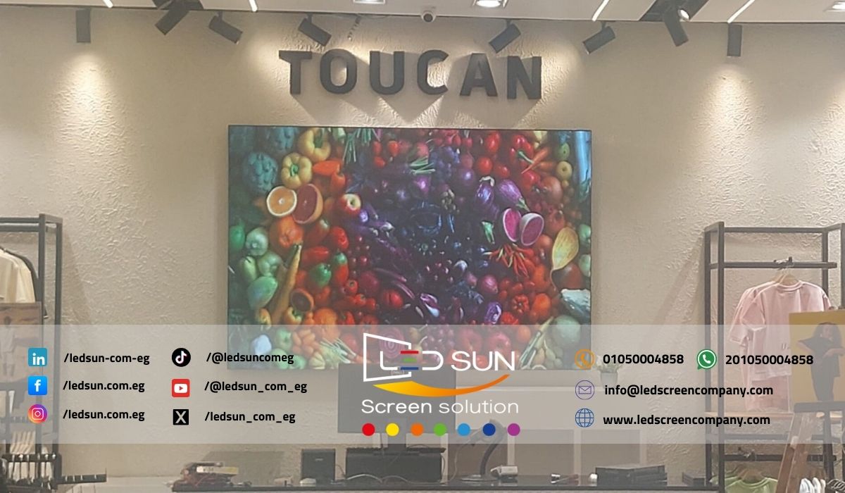 تركيب شاشات ليد Toucan Wear قمنا بتنفيذ مشروع تركيب شاشة LED داخلية لصالح TOUCAN WEAR لتحسين عرض المحتوى الترويجي داخل المتجر